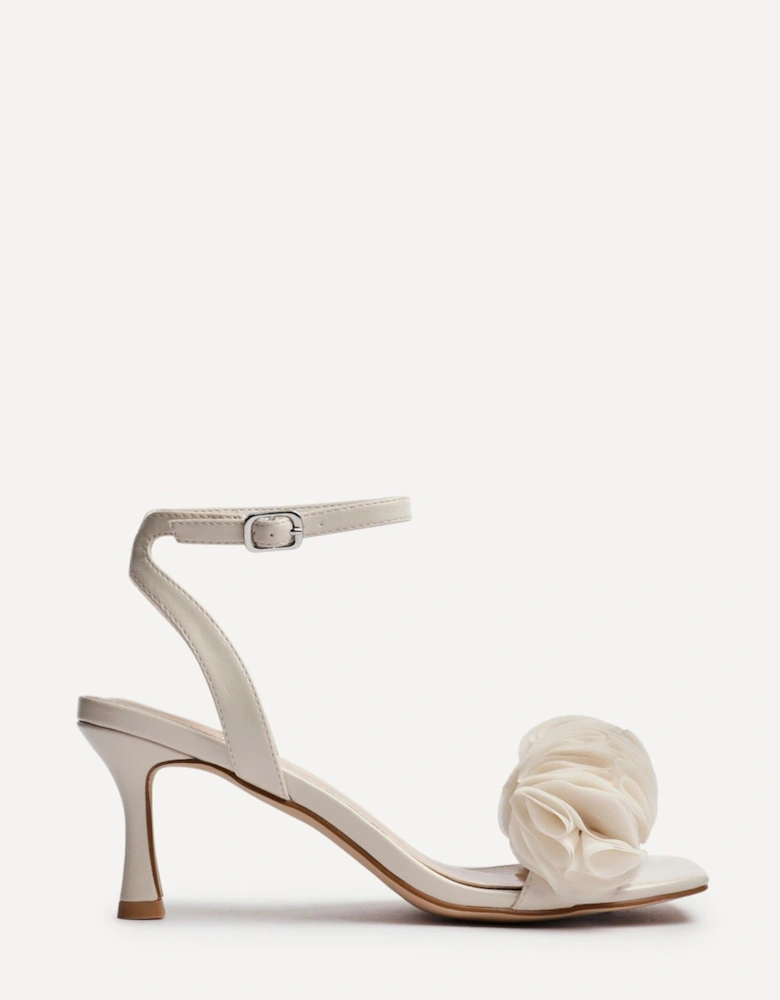 Vanilla Nude Faux Leather Ruffle Front Heel