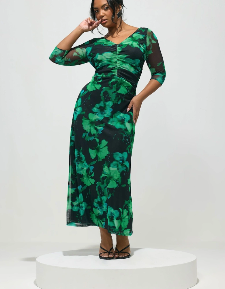 Abstract Mesh Maxi Dress