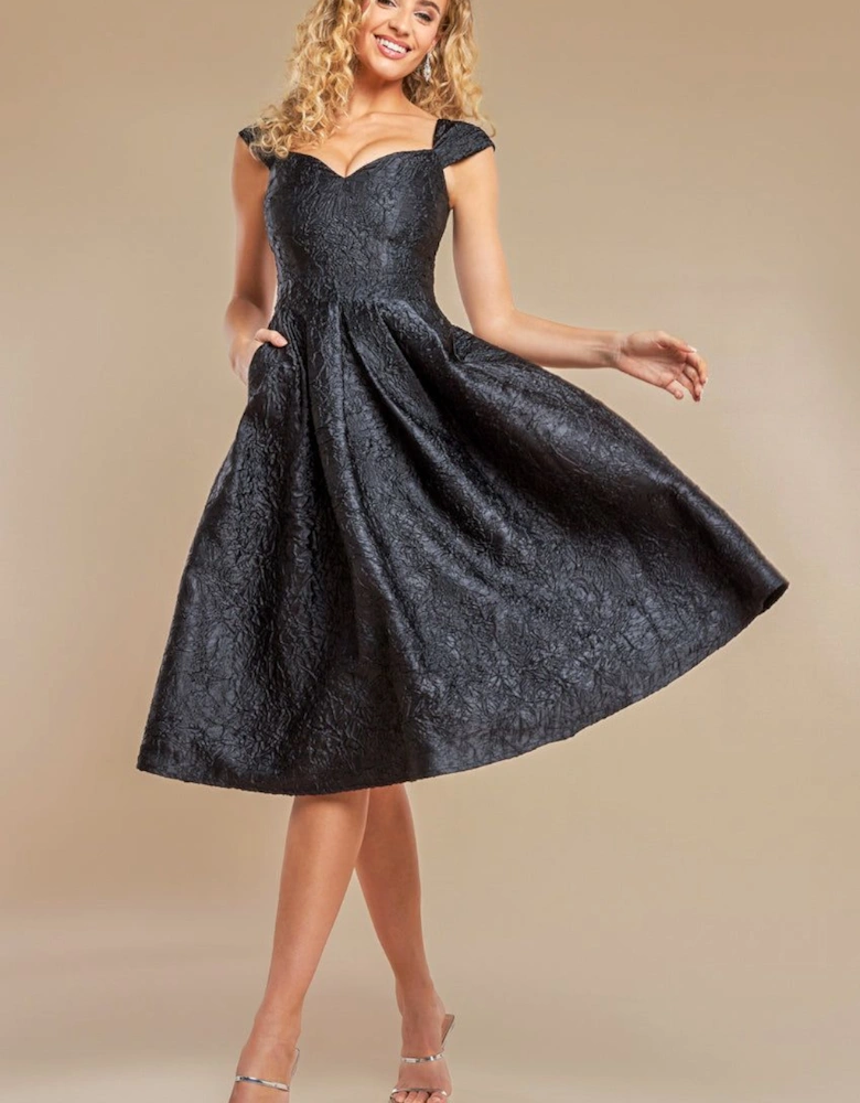 Crushed Satin Sleeveless A Line Midi Dress