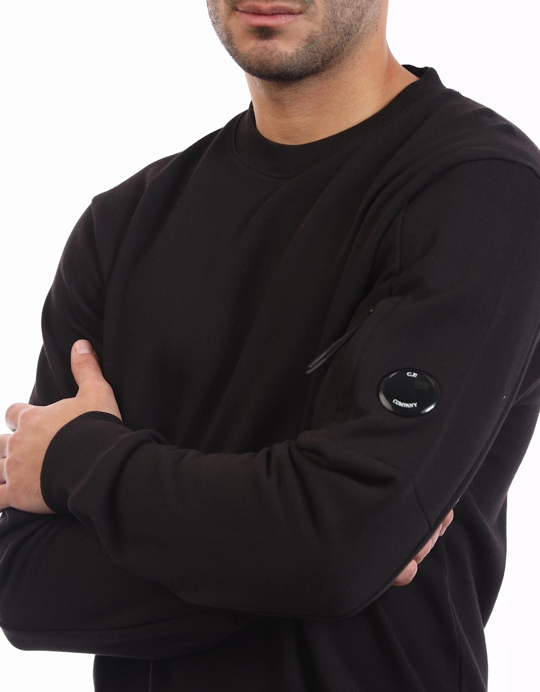 Diagonal Raised Fleece Lens Crewneck Sweatshirt