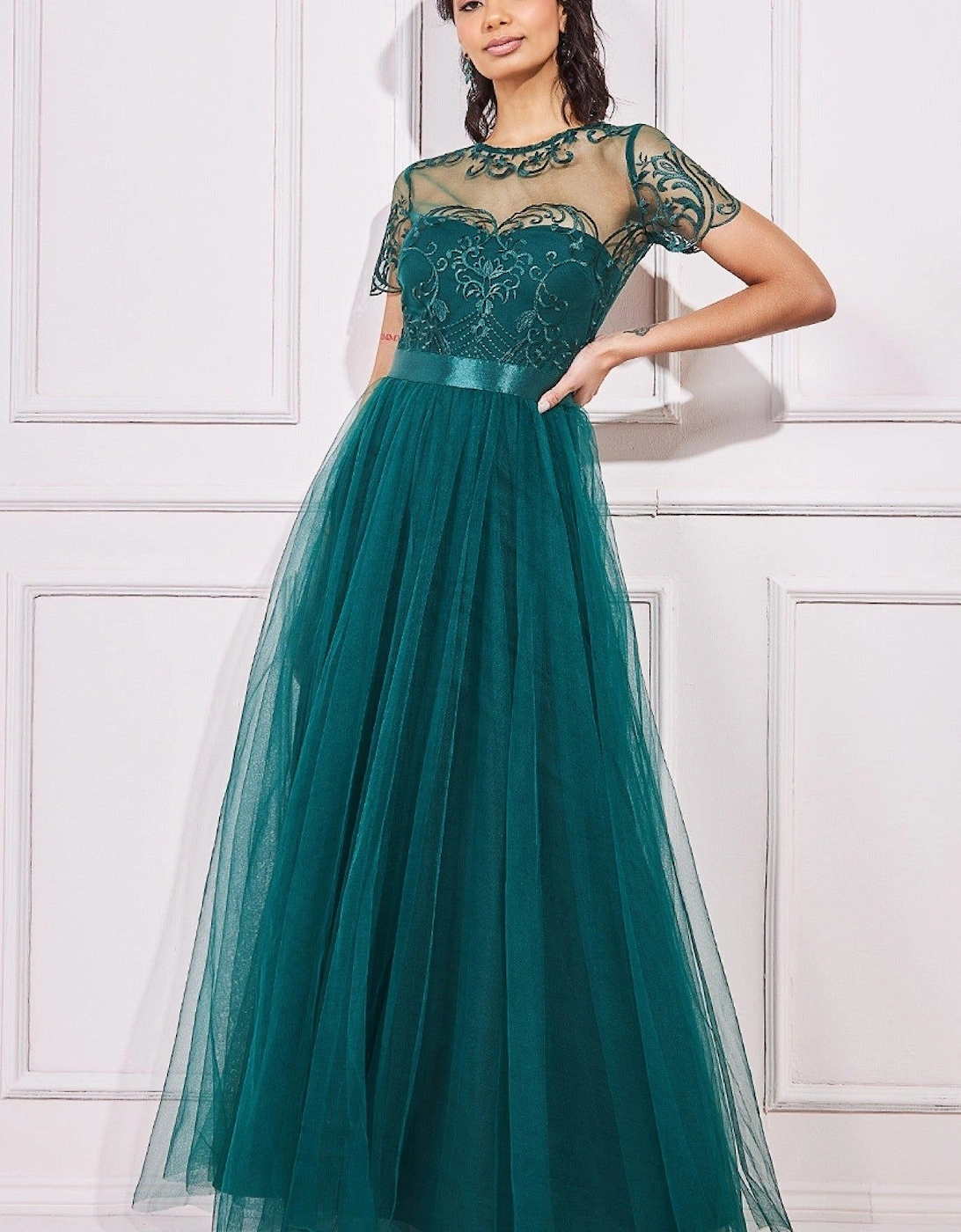 Embroidered Mesh Maxi Dress, 2 of 1