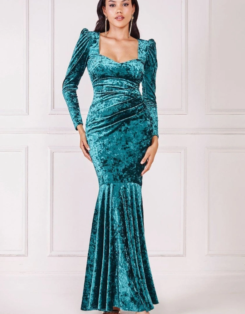 Flared Hem Ice Velvet Maxi
