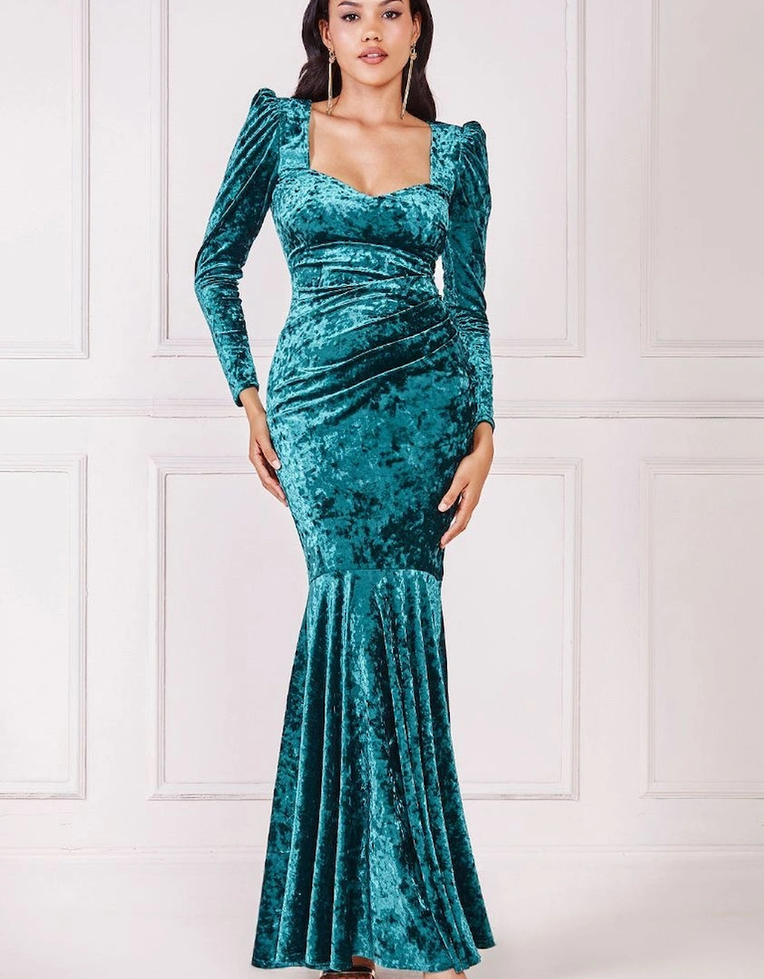 Flared Hem Ice Velvet Maxi, 2 of 1