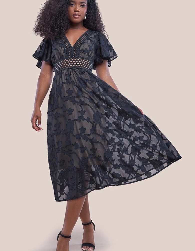 Jacquard Sparkling Burnout A Line Midi Dress
