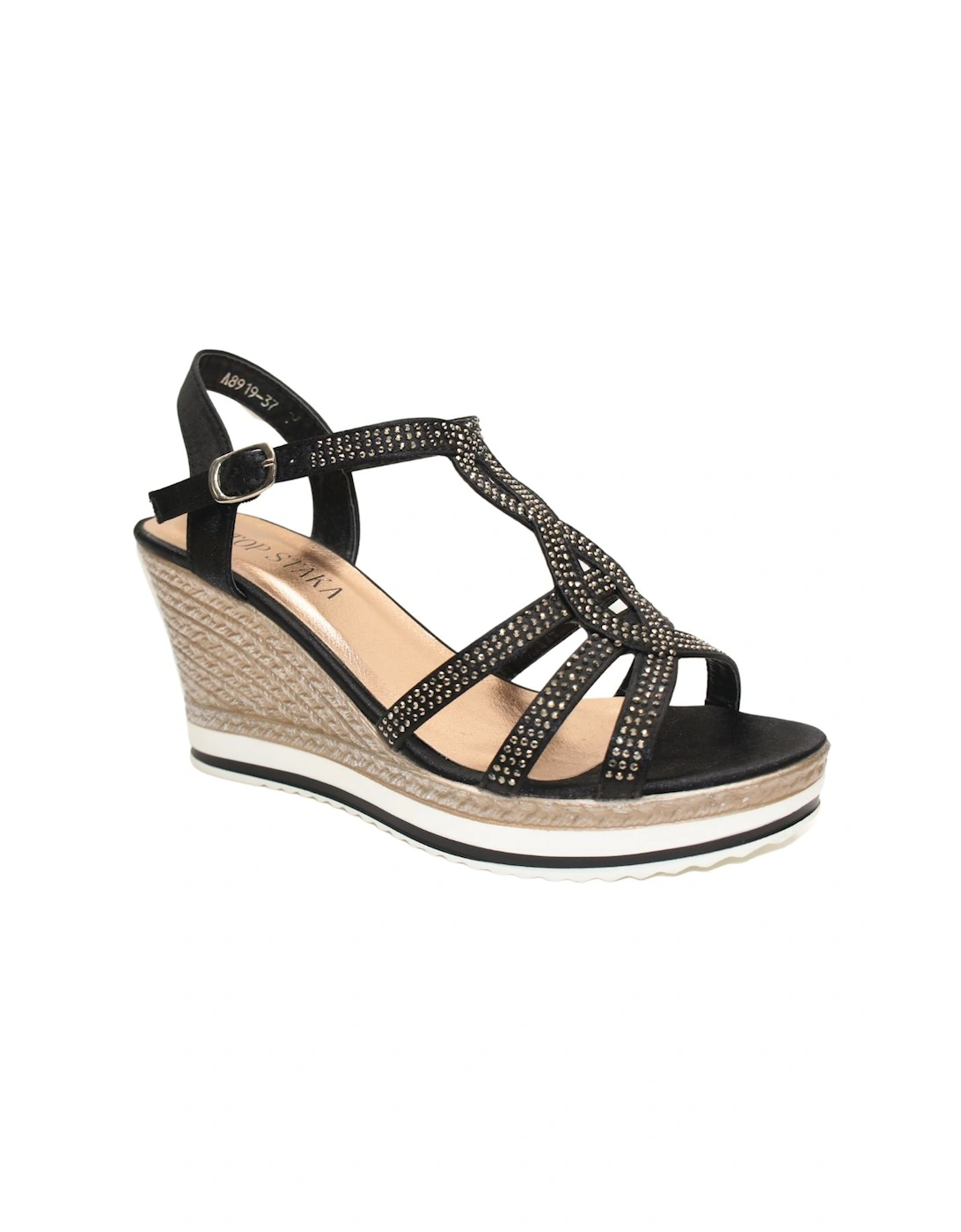 Crystal Sparkling Shine Espadrille Style Platform Wedge Sandals, 2 of 1