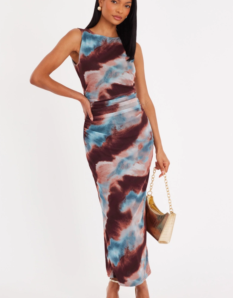 Multi Mesh Printed Midaxi Dress