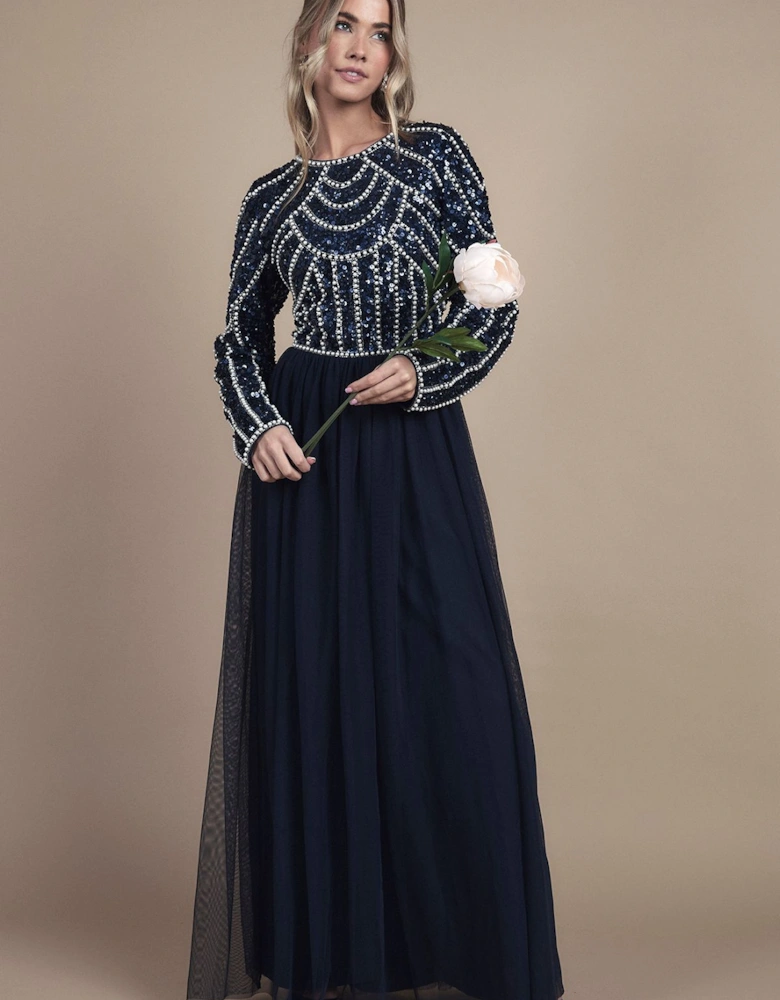 Teen Pearl Embellished Bodice Bridesmaid Tulle Skirt Dress