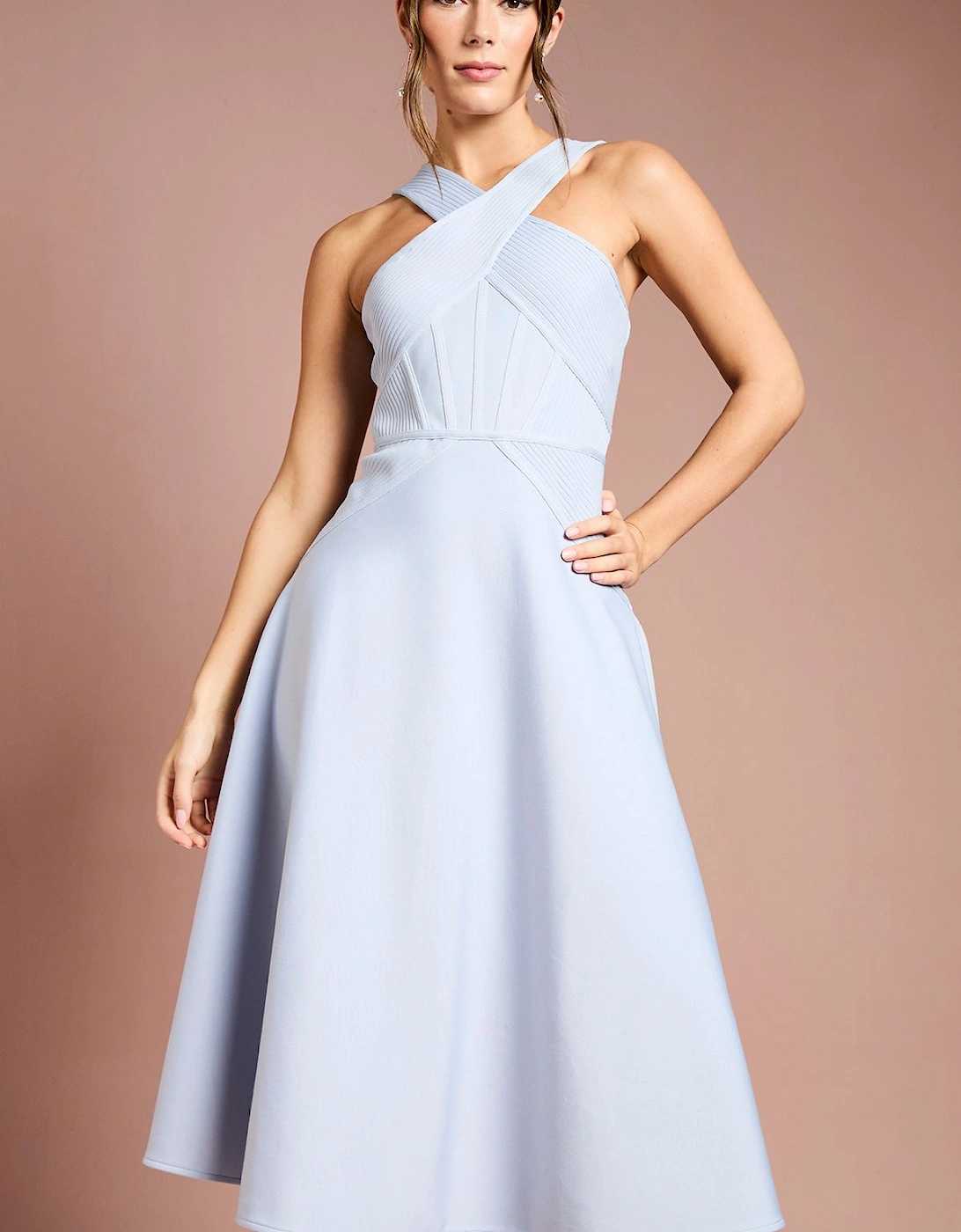 Bandage Cross Neck Midi Dress, 2 of 1