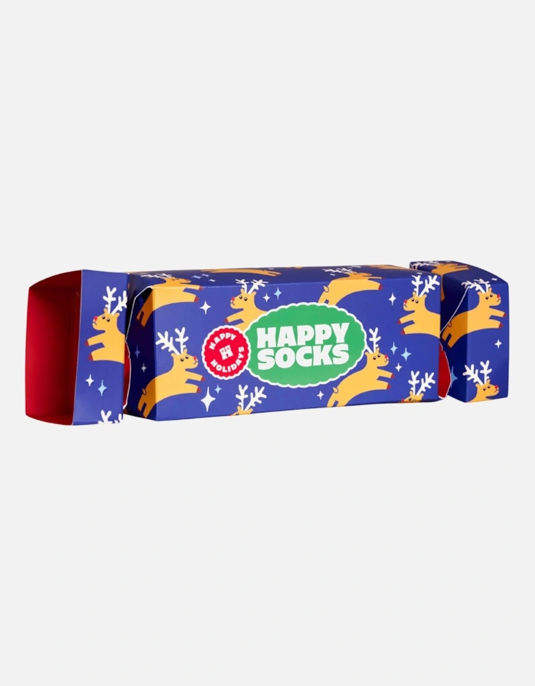 4-Pack Christmas Crackers Socks Gift Box, Red/white/blue