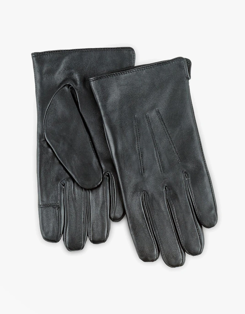 Isotoner SMARTOUCH WATER REPELLENT 3 POINT LEATHER Mens Gloves Black