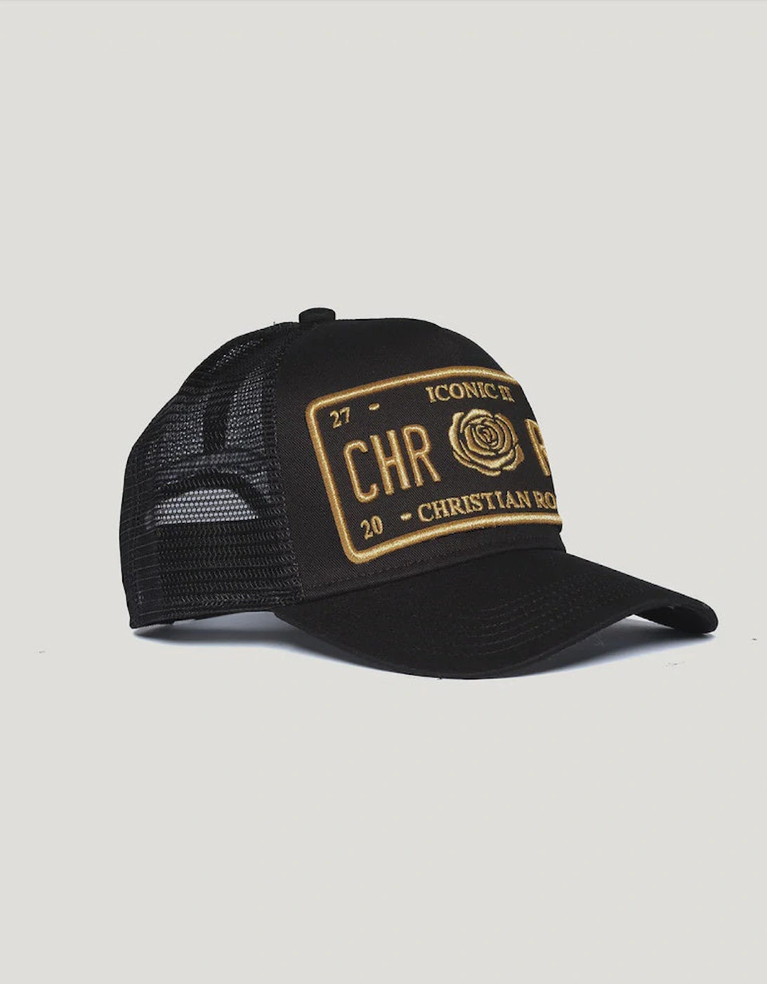 Christian Rose Unisex Black Iconic Ii Trucker Cap - / Gold