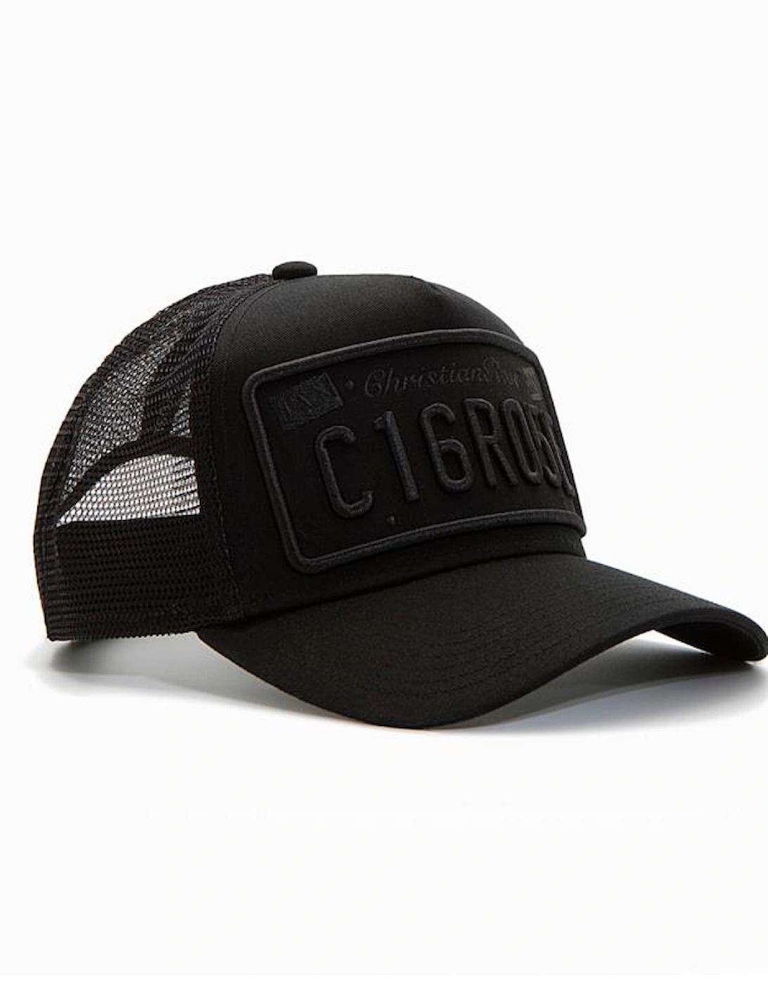 Christian Rose Unisex Black Private Plate Trucker Cap