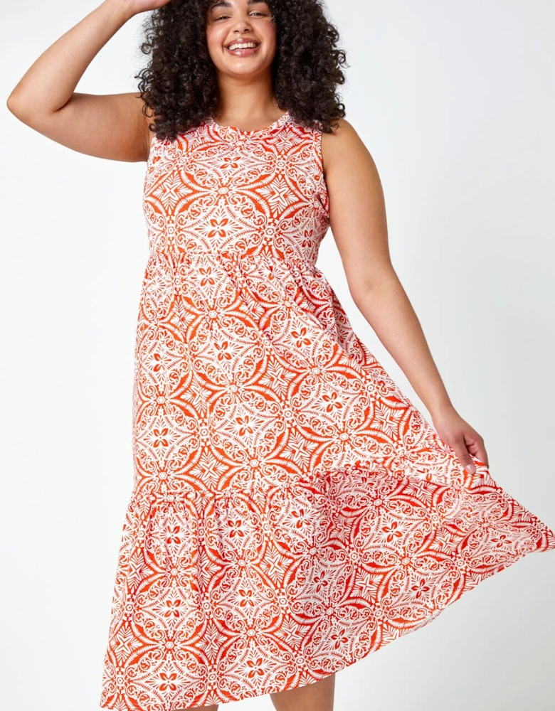 Curve Sleeveless Aztec Midi Stretch Dress