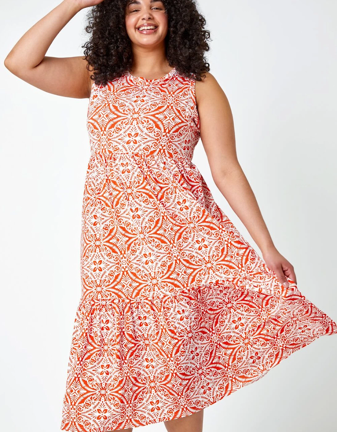 Curve Sleeveless Aztec Midi Stretch Dress, 2 of 1