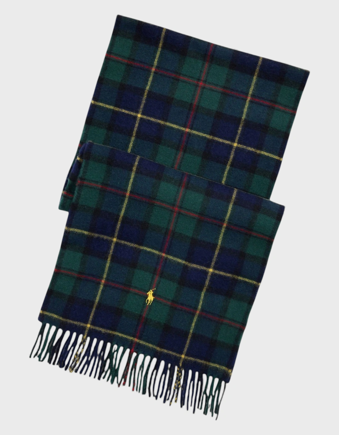 Polo Lambs Wool Green & Cashmere Tartan Scarf