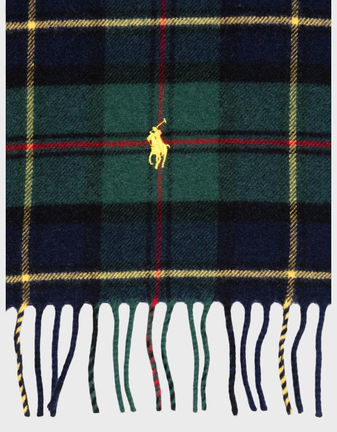 Polo Lambs Wool Green & Cashmere Tartan Scarf