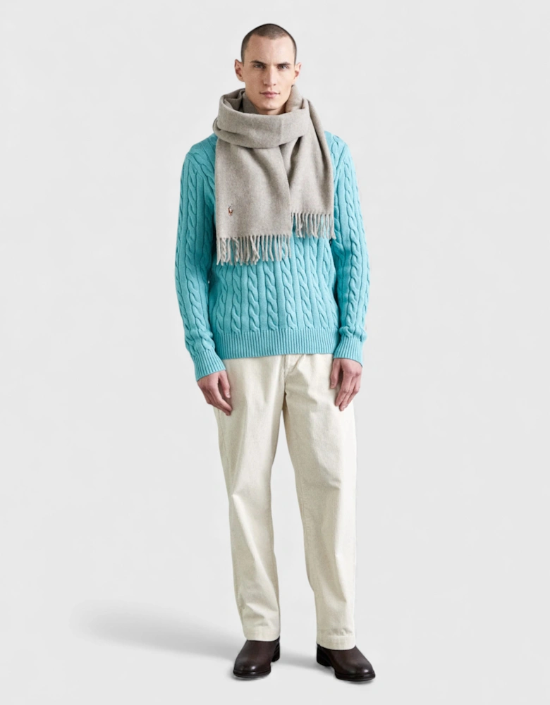 Polo Fringe Virgin Wool Scarf Oatmeal