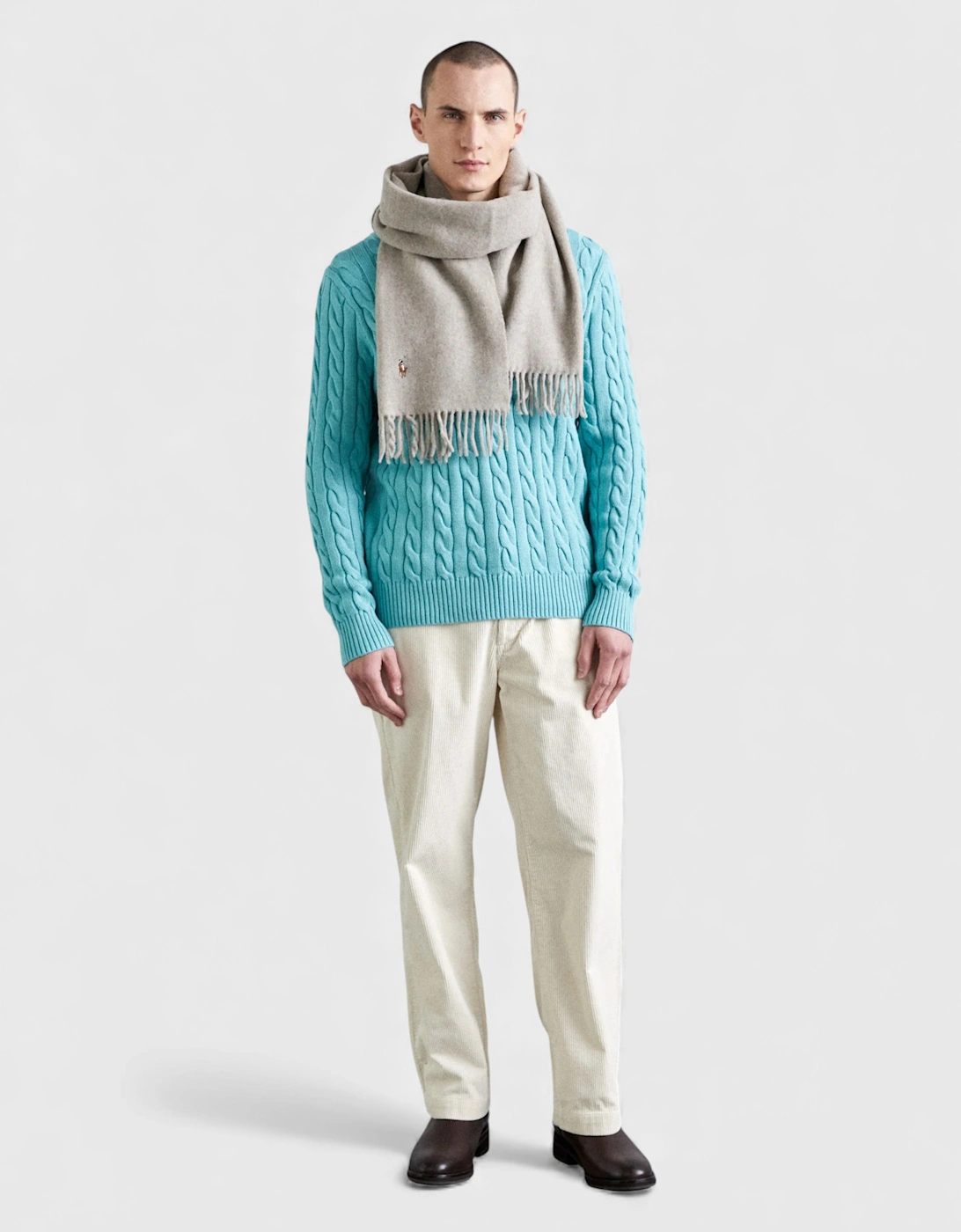 Polo Fringe Virgin Wool Scarf Oatmeal