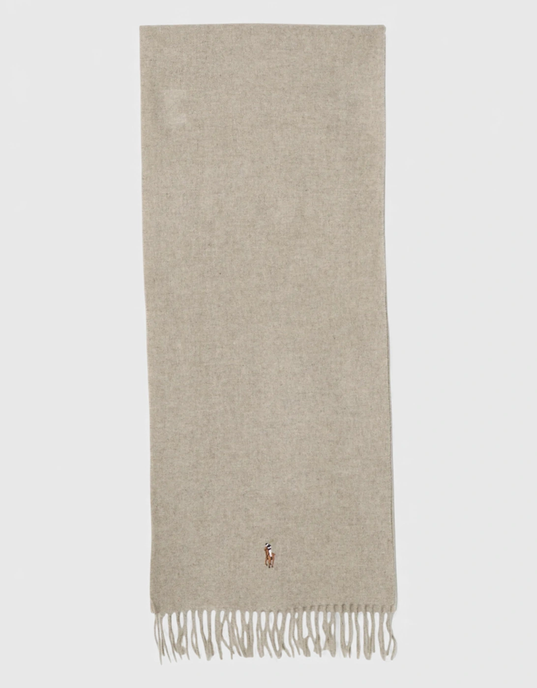 Polo Fringe Virgin Wool Scarf Oatmeal