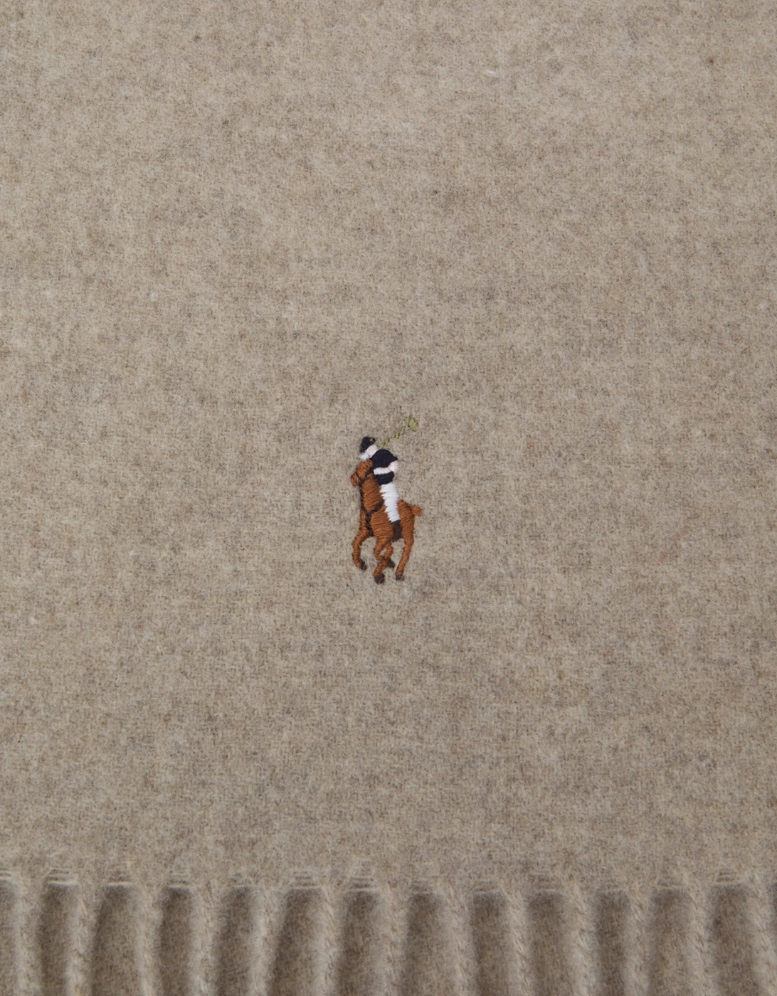 Polo Fringe Virgin Wool Scarf Oatmeal