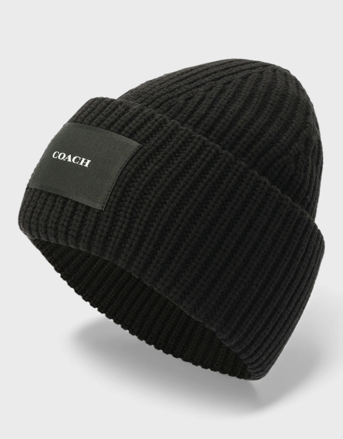 Woven Patch Beanie Black