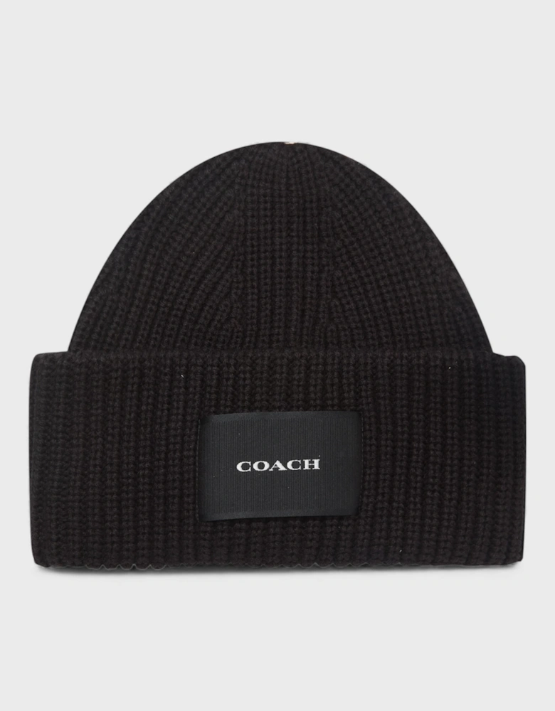 Woven Patch Beanie Black
