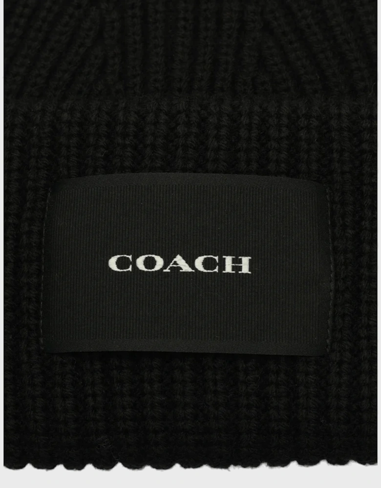 Woven Patch Beanie Black