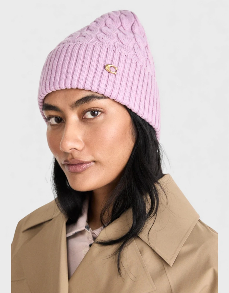 Cable Beanie Faded Pink