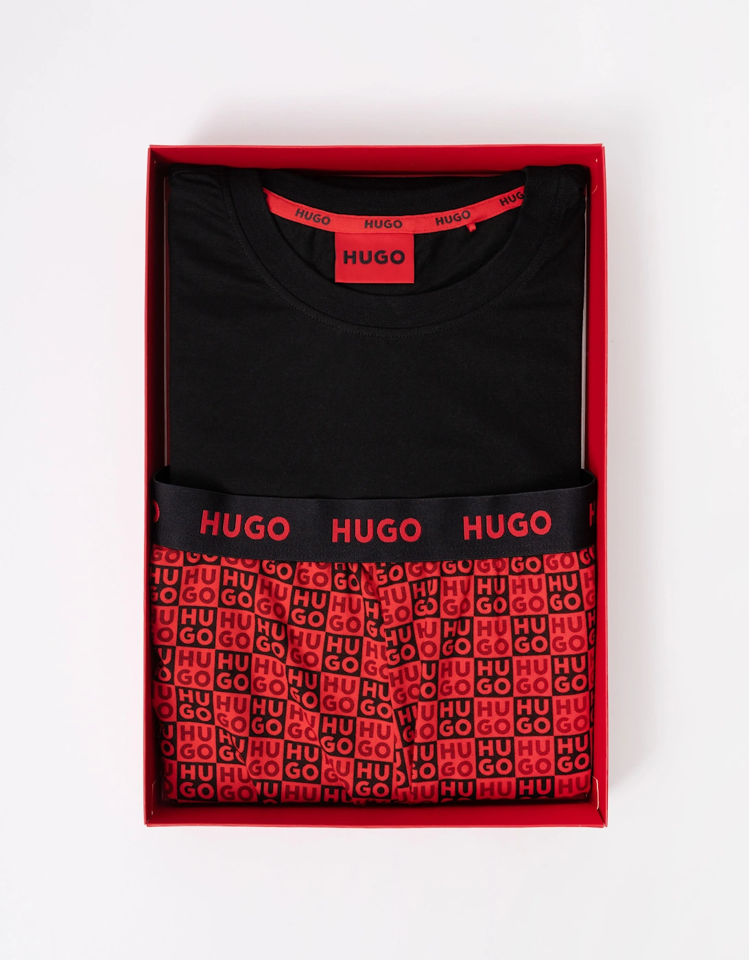 HUGO Aaron Mens Short Pyjama Set - Open Red 640