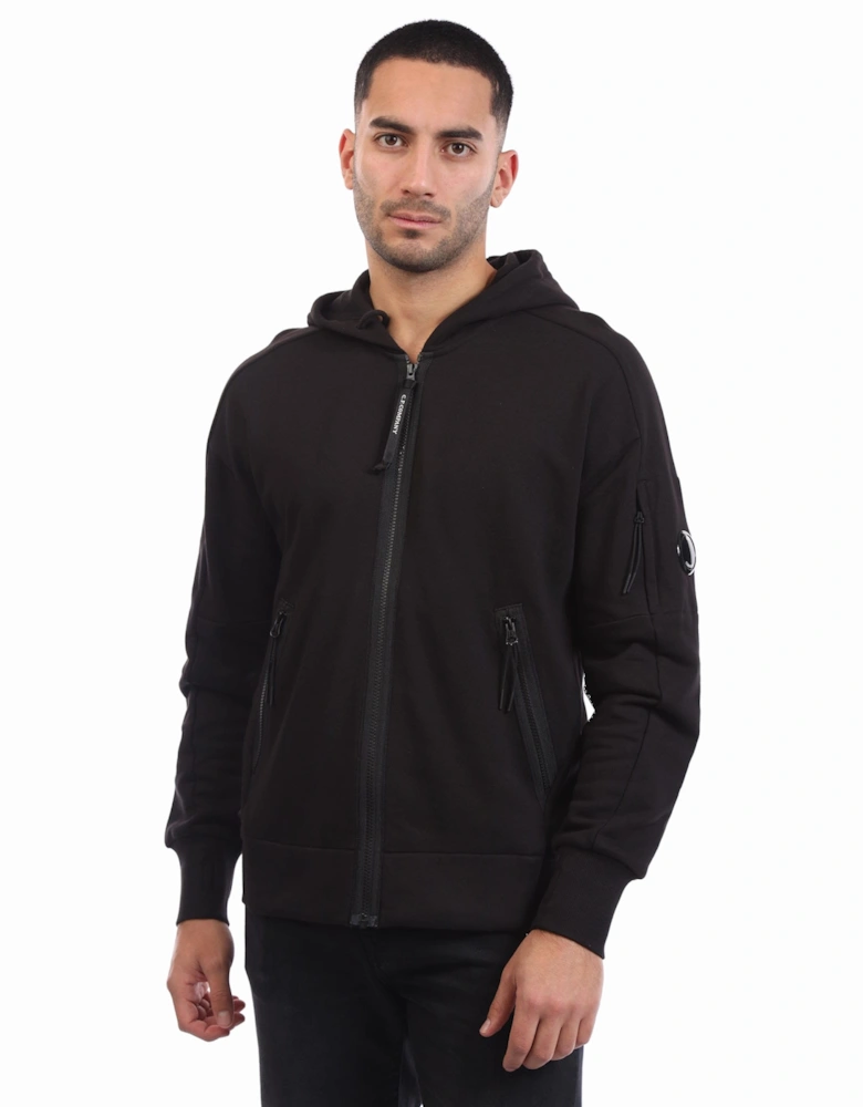Diagonal Raised Fleece Lens Hoodie