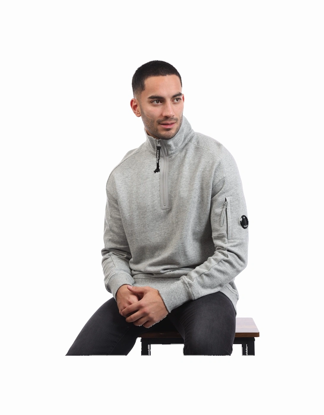 Diagonal Raised Fleece Half-Zip Sweatshirt