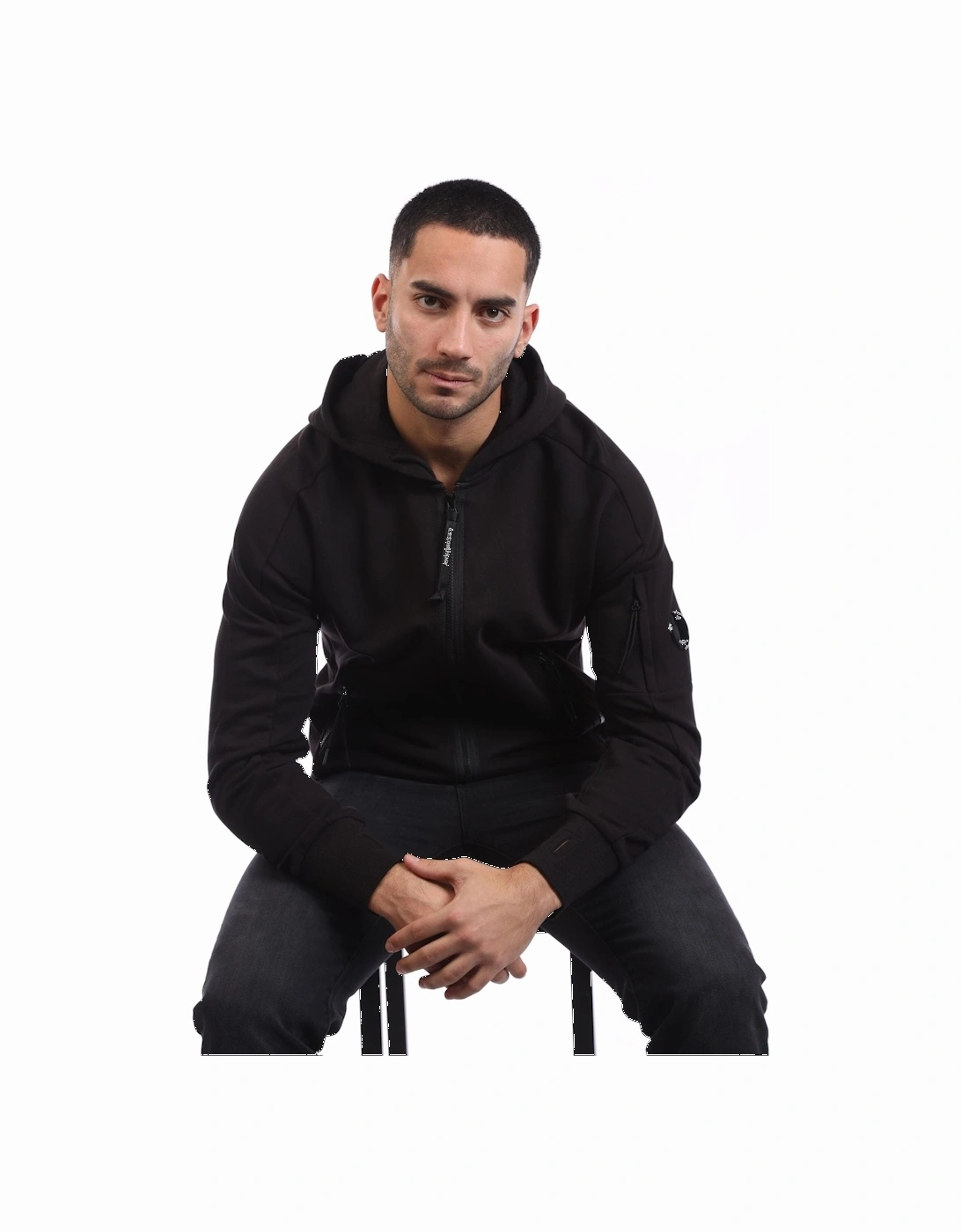 Diagonal Raised Fleece Lens Hoodie