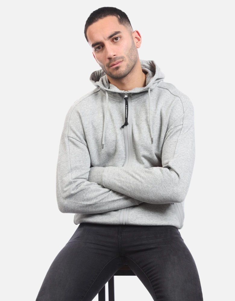 Diagonal Raised Fleece Lens Zip Hoodie