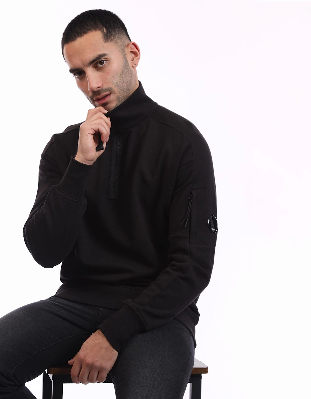 Diagonal Raised Fleece Half-Zip Sweatshirt