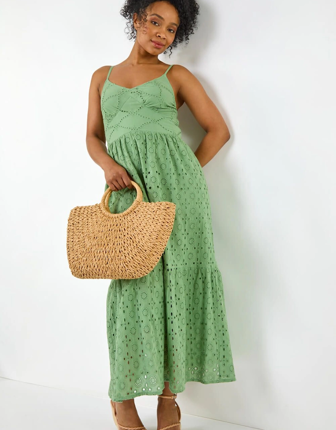 Petite Broderie Strappy Maxi Dress, 2 of 1