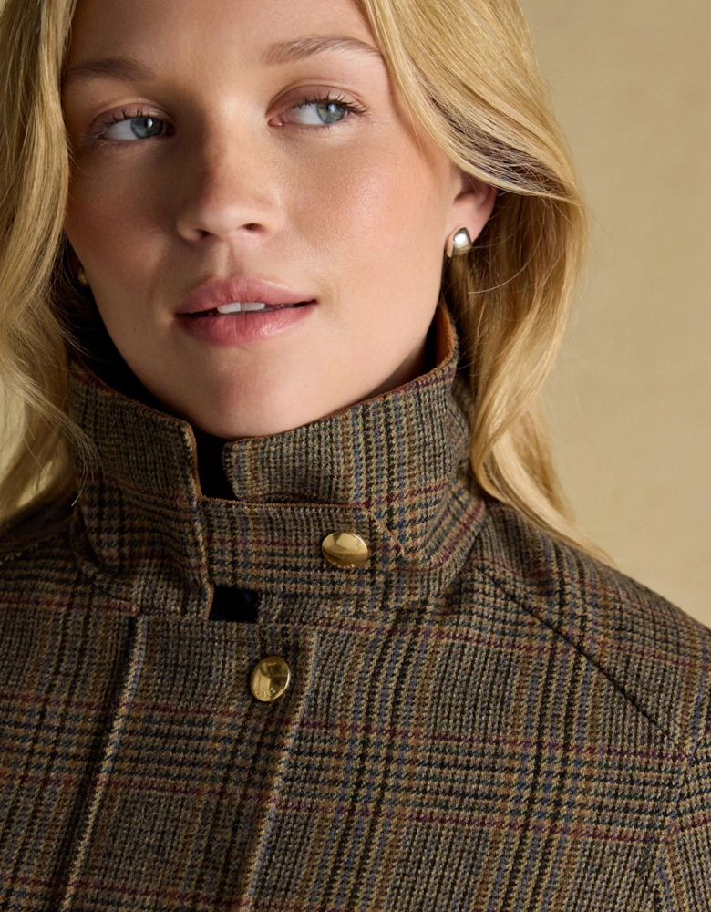 CONTEMPORARY Womens Check Tweed Fieldcoat Brown