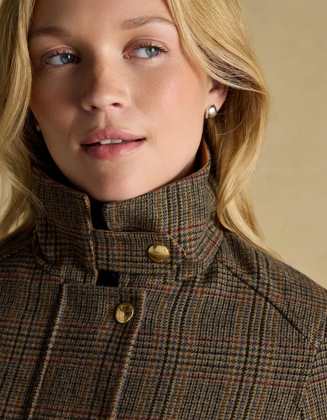 CONTEMPORARY Womens Check Tweed Fieldcoat Brown