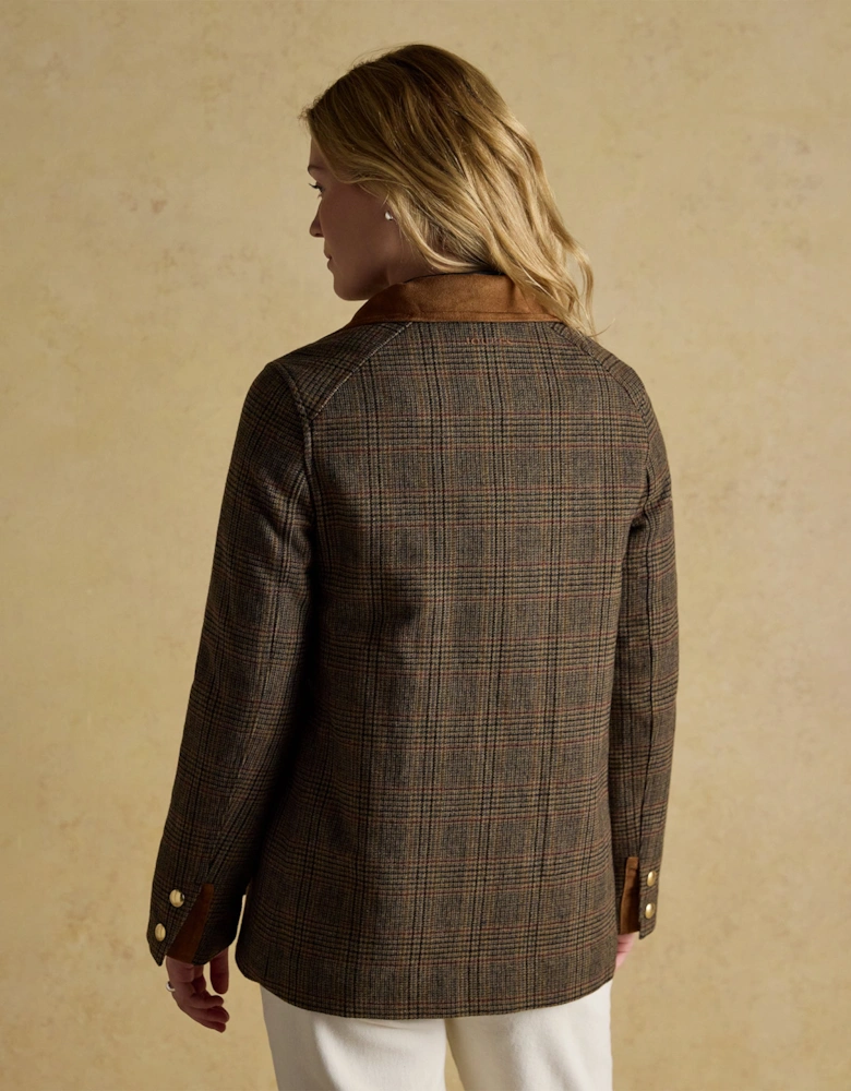 CONTEMPORARY Womens Check Tweed Fieldcoat Brown