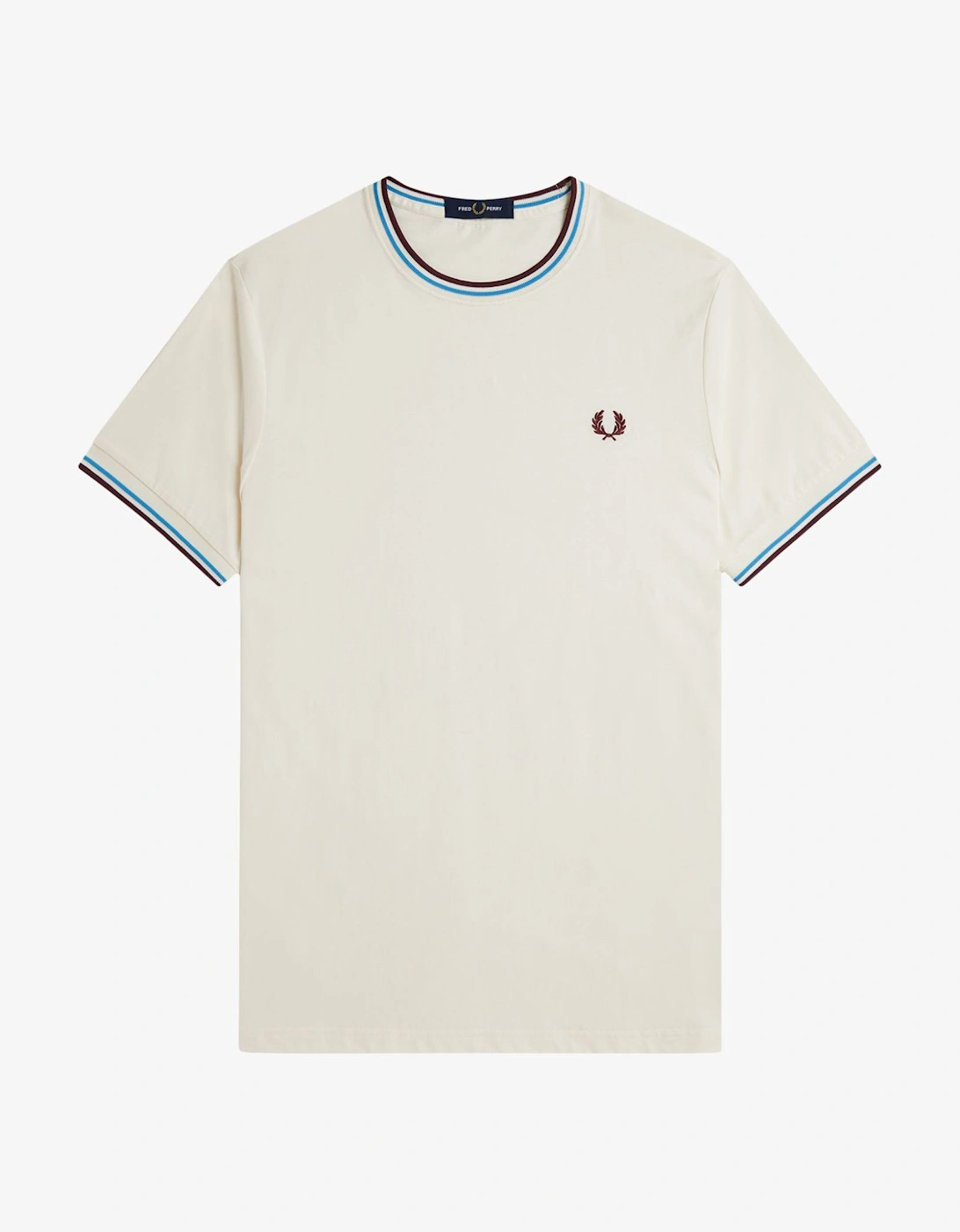 M1588V Twin Tipped T-Shirt - Ecru/Court Blue/Oxblood, 7 of 6