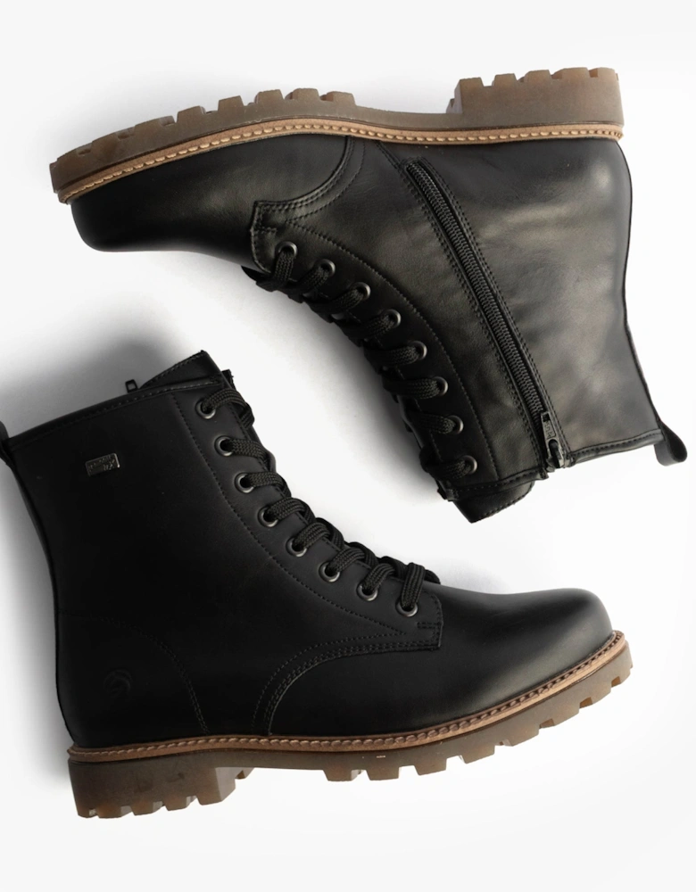 Womens Leather Ankle Zip Boots Black