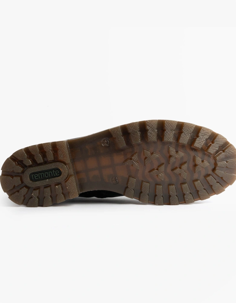 Womens Leather Ankle Zip Boots Black