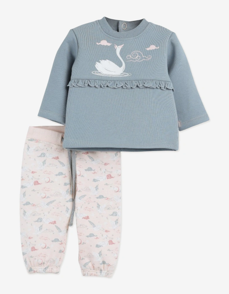 Baby Girls Ruffle Trouser Set in Pink