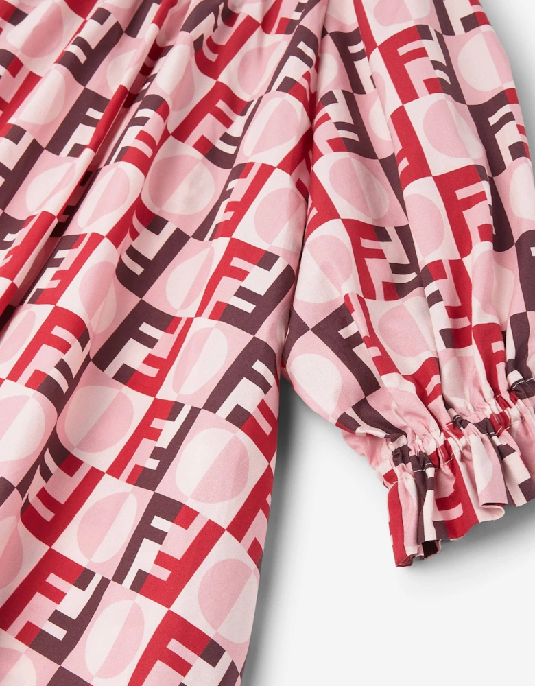 Girls FF Logo Dress in Pink