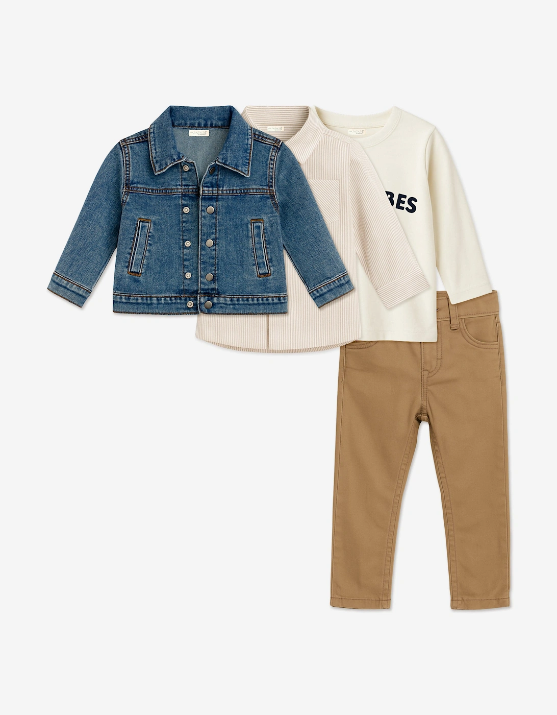 Baby Boys 4 Piece Trouser Set in Beige, 10 of 9