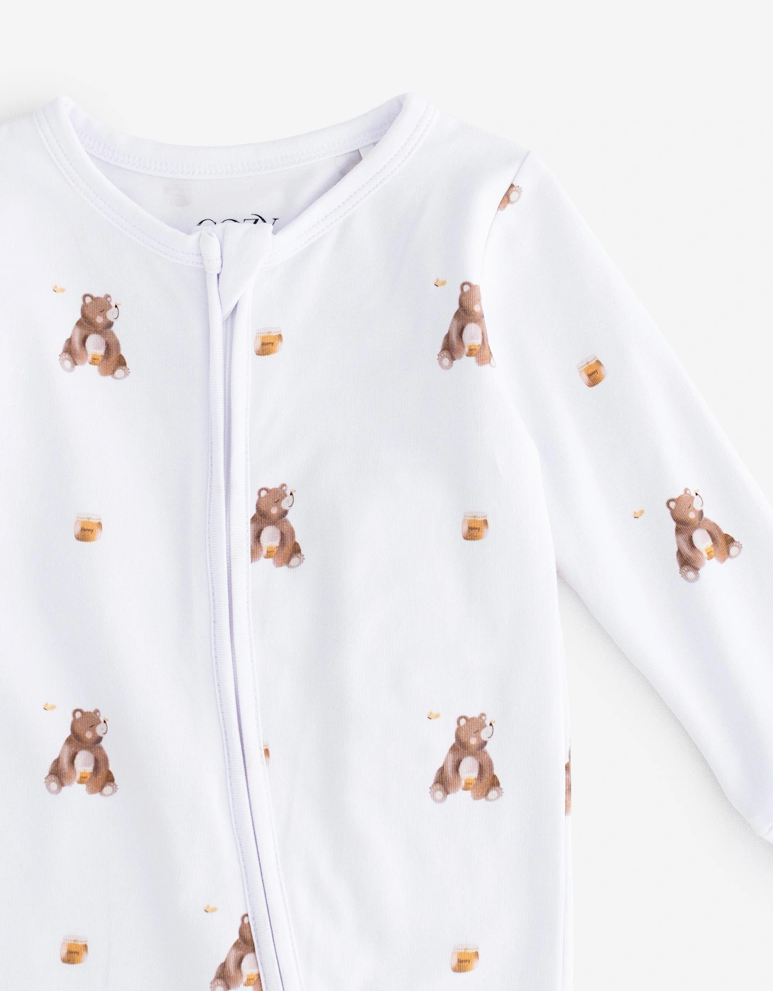 Baby Bear Cotton Zip Sleepsuit One Piece in White
