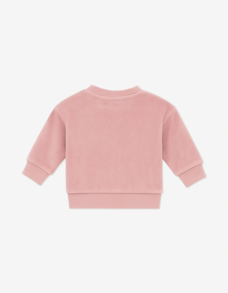 Baby Girls Cotton Fleece Tracksuit in Pink