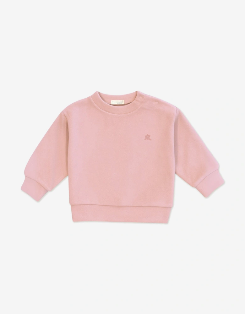 Baby Girls Cotton Fleece Tracksuit in Pink