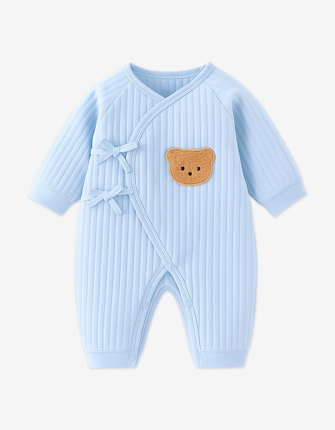 Baby Boys The Teddy Bear Boucle Wrap Baby Grow Romper in Blue, 5 of 4