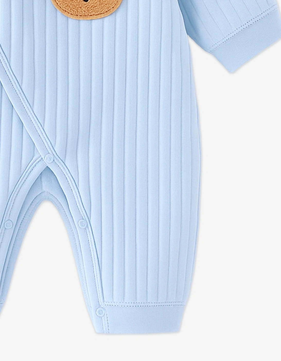 Baby Boys The Teddy Bear Boucle Wrap Baby Grow Romper in Blue