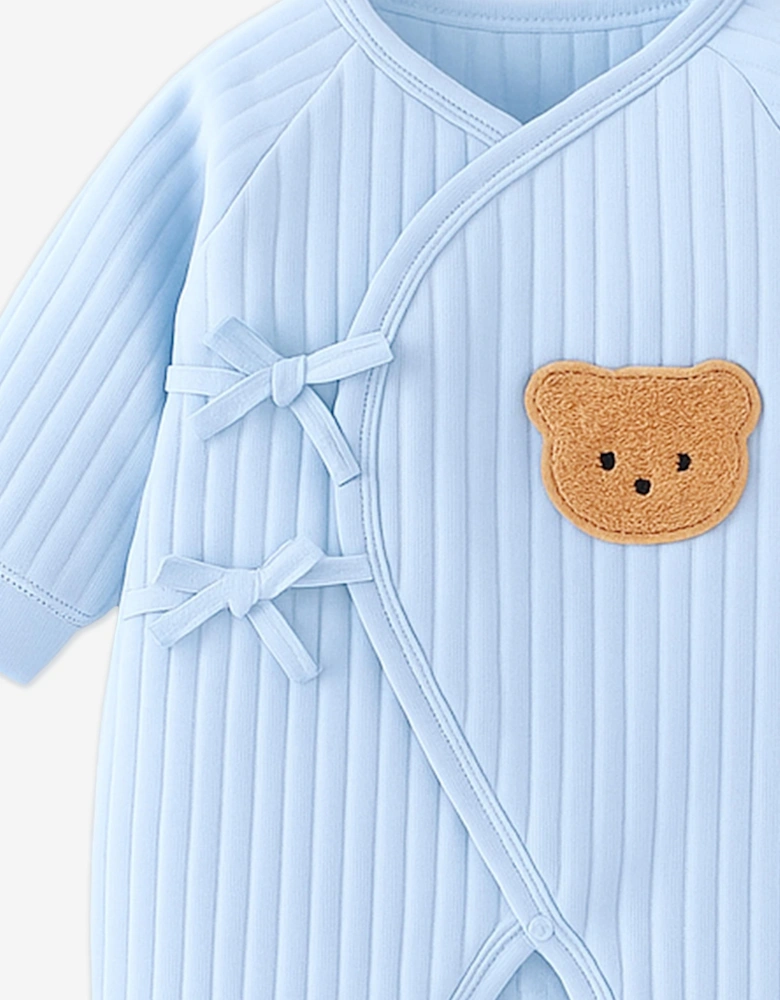 Baby Boys The Teddy Bear Boucle Wrap Baby Grow Romper in Blue
